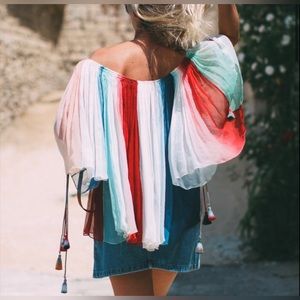 Chloe rainbow blouse 100% silk sz 8